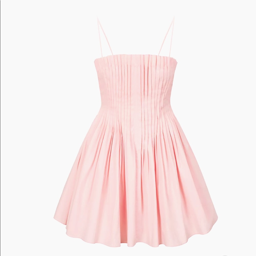Staud Bella Pleated Minidress in Pink